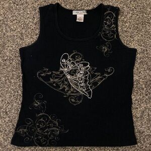 Black Embellished Tank Top